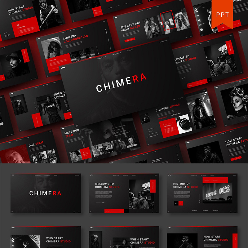 【 ppt模板简约时尚系列 】红黑背景活动策划展示毕业作品ppt模版