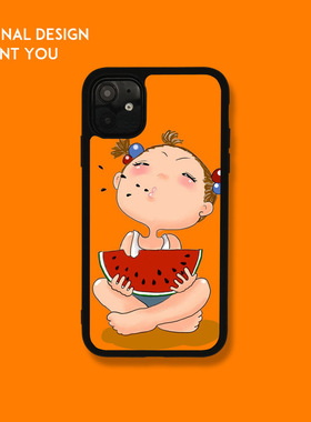波霸年糕iPhone16西瓜女孩15手机壳14plus童真趣味13pro硅胶软边全包12xsmax11橙色卡通9xr适用华为mate40p50
