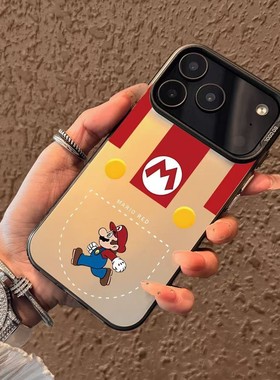 红色马里奥适用苹果17Promax手机壳iPhone16Pro卡通15Pro趣味 14新