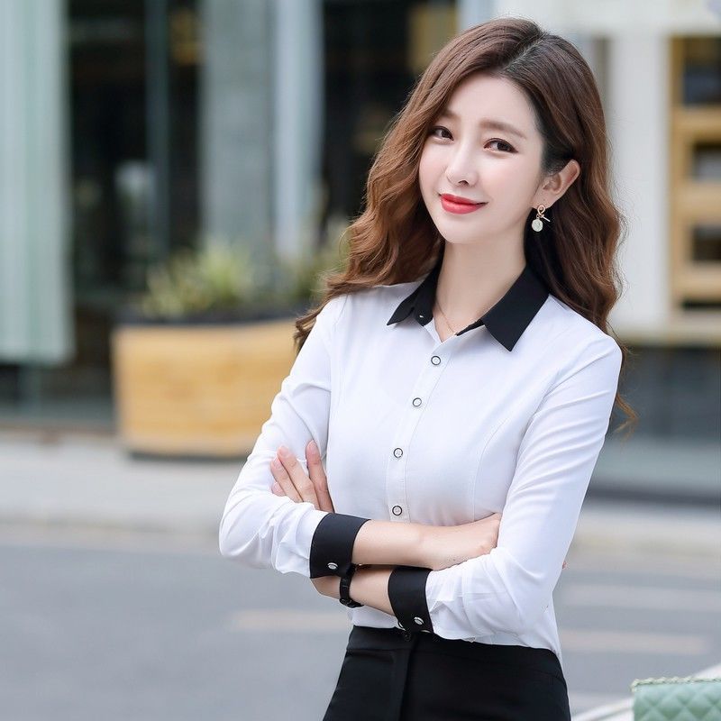 长袖内搭职业白衬衫正装气质设计感衬衣工作服百搭女人味上衣