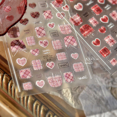 亮片粉毛呢纹美甲贴纸新款装饰品