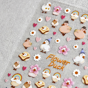 面包小鸭鸭子美甲贴纸tomoni浮雕薄韧指甲贴纸爆款 饰品 美食卡通装