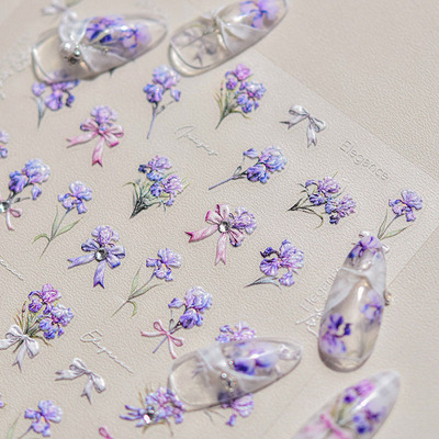 晶钻鸢尾花蝴蝶结美甲贴tomoni