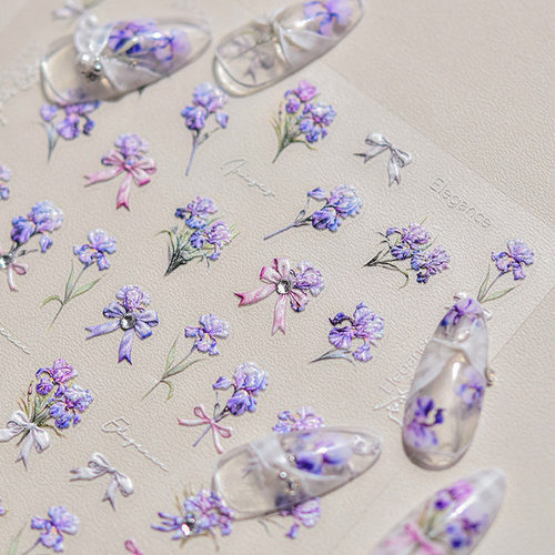 晶钻鸢尾花蝴蝶结美甲贴tomoni