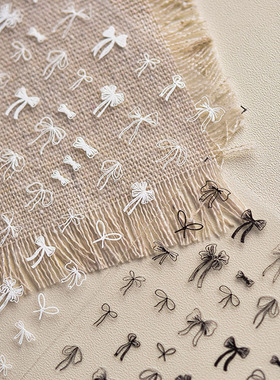 黑白色蝴蝶结美甲贴纸新款平面ins网红 透色背胶日系指甲贴纸装饰