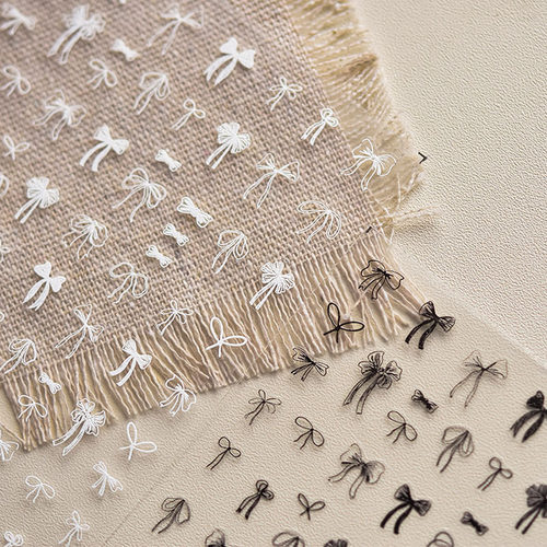 黑白色蝴蝶结美甲贴新款平面装饰