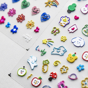 可爱卡通涂鸦笑脸美甲贴纸tomoni浮雕背胶指甲贴纸爆款 饰品 日系装