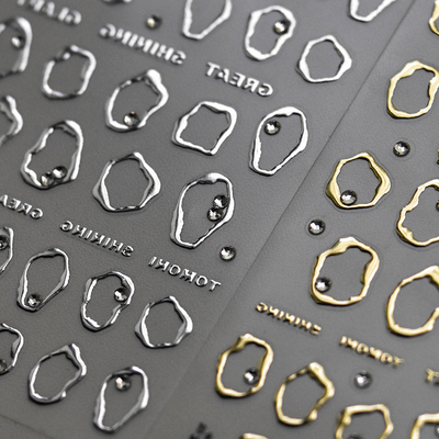 晶钻金银不规则边框美甲贴tomoni