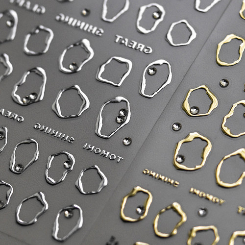 晶钻金银不规则边框美甲贴tomoni