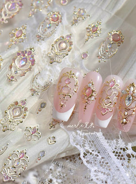 金边花纹美甲贴纸新款浮雕装饰品