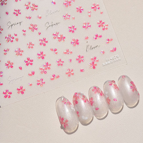 果冻贝壳光浪漫樱花美甲贴tomoni