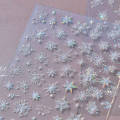 装 白色雪花美甲贴纸新款 浮雕5d网红ins立体日系3d指甲贴纸晶钻 饰