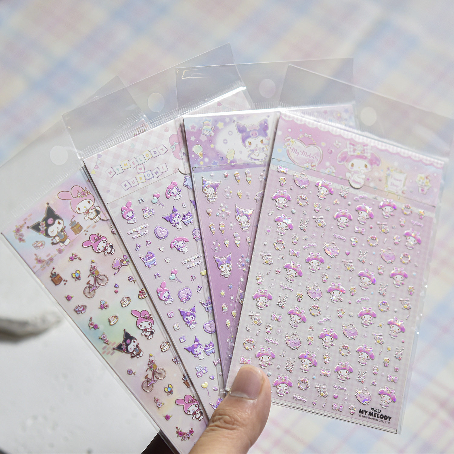 三丽鸥库洛米美甲贴纸2026新款3d立体可爱小花爱心指甲贴纸装饰品