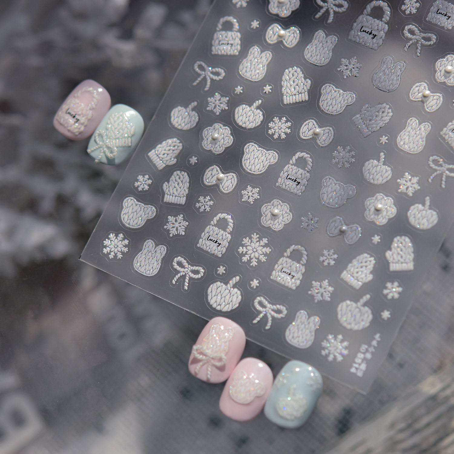 珍珠毛衣美甲贴2025新款浮雕装饰