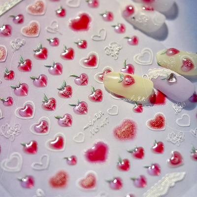 果冻爱心蜜桃美甲贴纸tomoni装饰