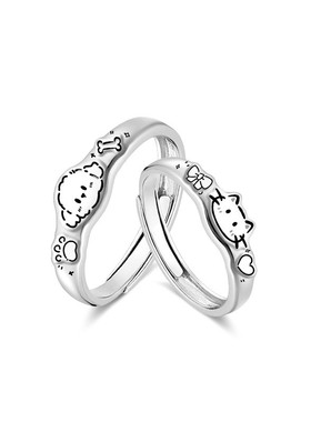 s999纯银原创甜美可爱情侣对戒