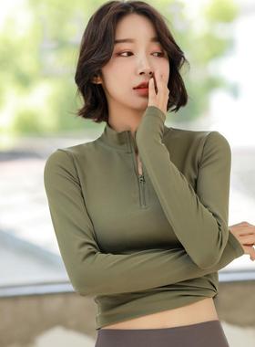 gym zip women collar sports clothes tops for for yoga dry