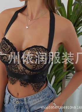 top neck halter slim-fit fashion backless navel-baring