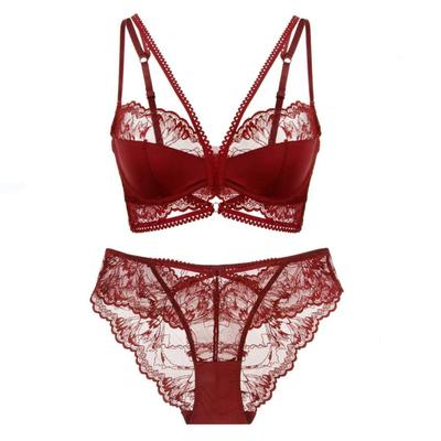anti-sagging bra Sexy underwear bra breasts red lace set