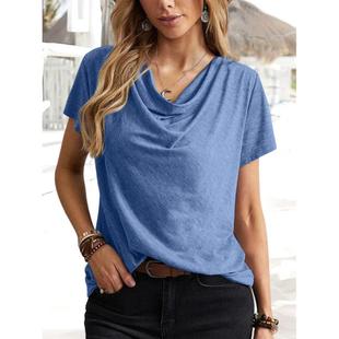 chic shirt female ladies nightclub tops metallic cowl