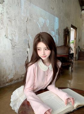 【若语 8/25 M20:00新品9.5折】奶油小香 25B粉色小香娃娃领针织