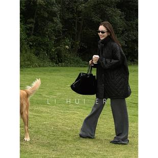 LiHuiEr李慧儿 卢克索往事 独特洋气加厚中长款菱格棉服外套女