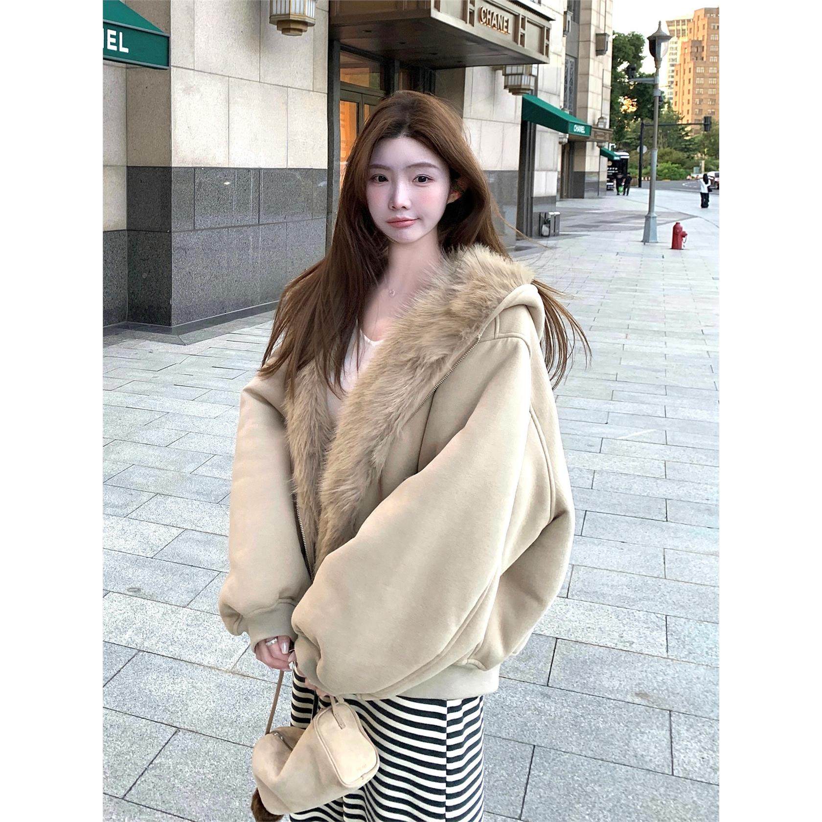 两面穿羊羔毛外套女冬2025新款美式覆古皮毛一体连帽毛毛棉服上衣,个性定制/设计服务/DIY,棉服工装,淘宝优惠券,粉丝福利购,淘宝优惠卷