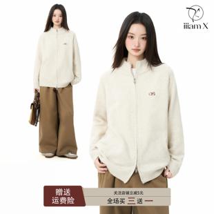 iiiamX立领拉链毛衣外套女冬内搭上衣高领针织开衫针织衫2025新款