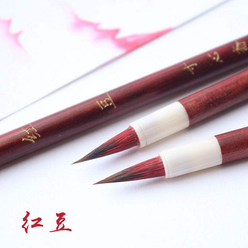 寸心斋 红豆 水彩染色小红毛毛笔渲染勾线国画工笔白描抄经蝇头小