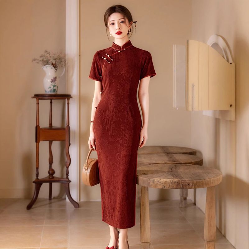 订婚旗袍2025夏季新款改良复古敬酒服新娘红色新中式结婚连衣裙女