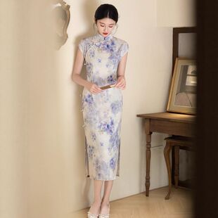 特别漂亮掐腰旗袍2025夏季新款小个子国风立领盘扣新中式修身显瘦