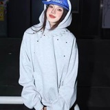 网图钉珠刺绣连帽卫衣女潮美式宽松休闲外套男XJ966-特P55，女装卫衣/绒衫，星座1007（原301D）