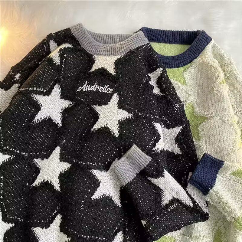 American Star Sweater Men's Women's Autumn and Winter Pullover Loose Couple Knit M55215-P52_voghion.com