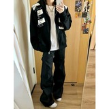 网图美式字母贴布刺绣连帽卫衣男秋季情侣开衫外套YW006-特P45，女装短外套，星座1007（原301D）