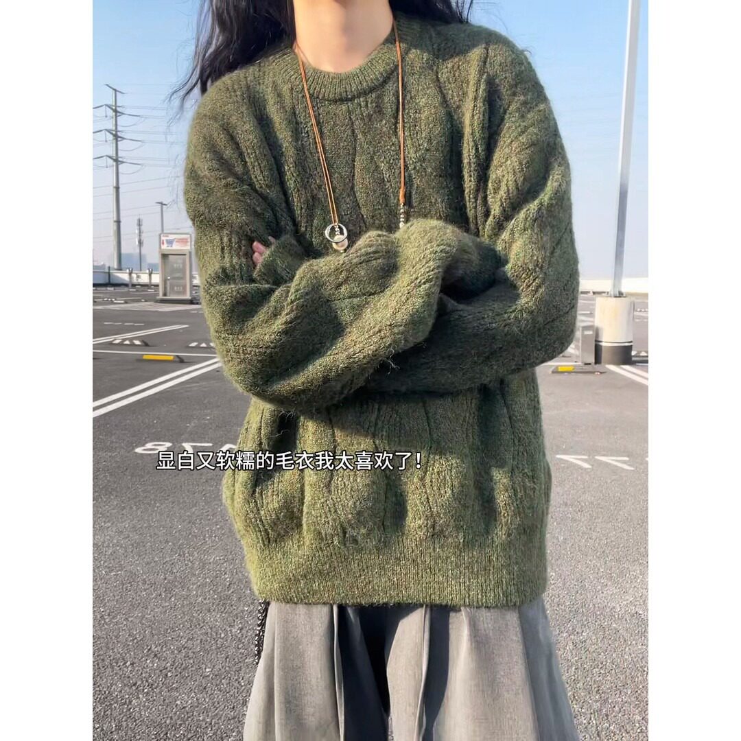 网图美式仿马海毛圆领针织衫秋冬新款宽松套头毛衣MM5823-特P55,男装针织衫/毛衣,星座1007（原301D）