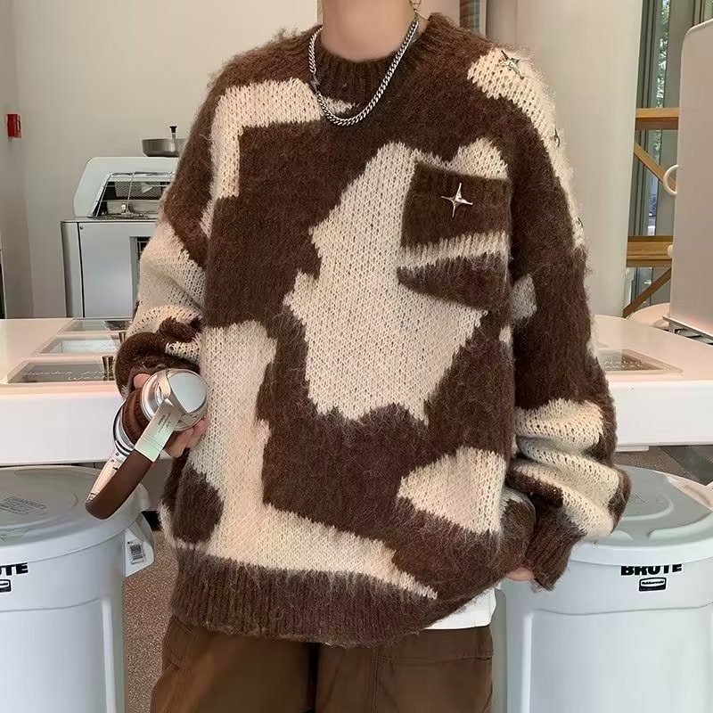 Lazy Tie Dyed Pullover Knitted Sweater for Women's Autumn and Winter New Loose Mink Fleece Top M5619-P55_voghion.com