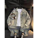 美式高街黄泥色工装牛仔外套男春秋季水洗做旧夹克WP026-特P62，男装工装外套，星座1007（原301D）