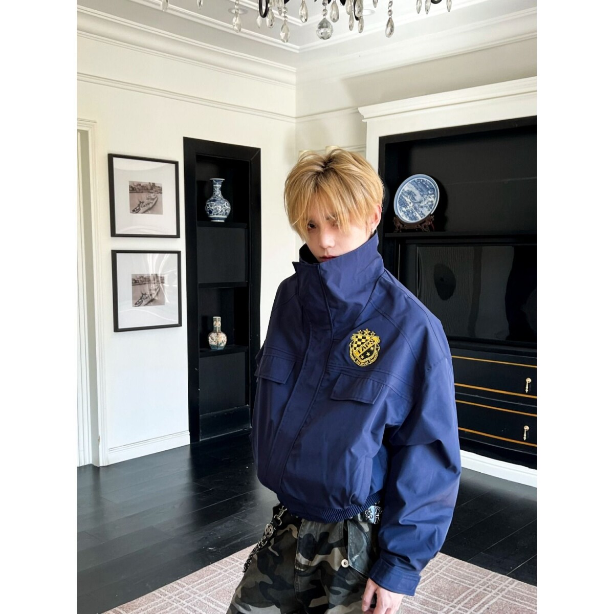 网图美式复古短款男女立领飞行员夹克外套BP1054-特P82,男装夹克,星座1007（原301D）