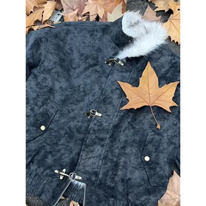 网图美式复古飞机扣解构立领座山雕棉服男冬棉衣外套M5052-特P120图片