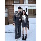 网图美式费尔岛连帽毛衣开衫外套男女秋冬季圣诞针织衫MK16-特P60，男装针织衫/毛衣，星座1007（原301D）