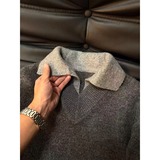 老钱风假两件衬衫领毛衣男冬季针织衫美式复古情侣外套MY914-特60，男装针织衫/毛衣，星座1007（原301D）