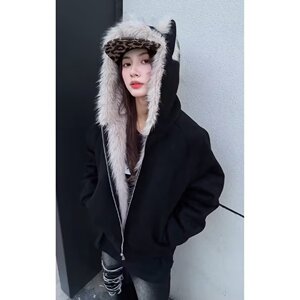 网图冬季棉袄连帽棉衣棉服男麂皮毛领夹棉座山雕外套A2215-特P90图片