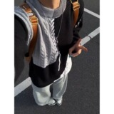 绿色拼接毛衣男秋冬圆领套头针织衫美式复古毛线衣YY102-特P45，男装针织衫/毛衣，星座1007（原301D）