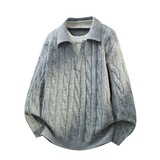 网图翻领长袖麻花纹短款针织衫D5822-特P55，男装针织衫/毛衣，星座1007（原301D）