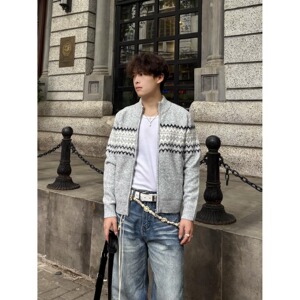 费尔岛立领毛衣开衫外套男秋冬针织衫MMY03-特p68图片