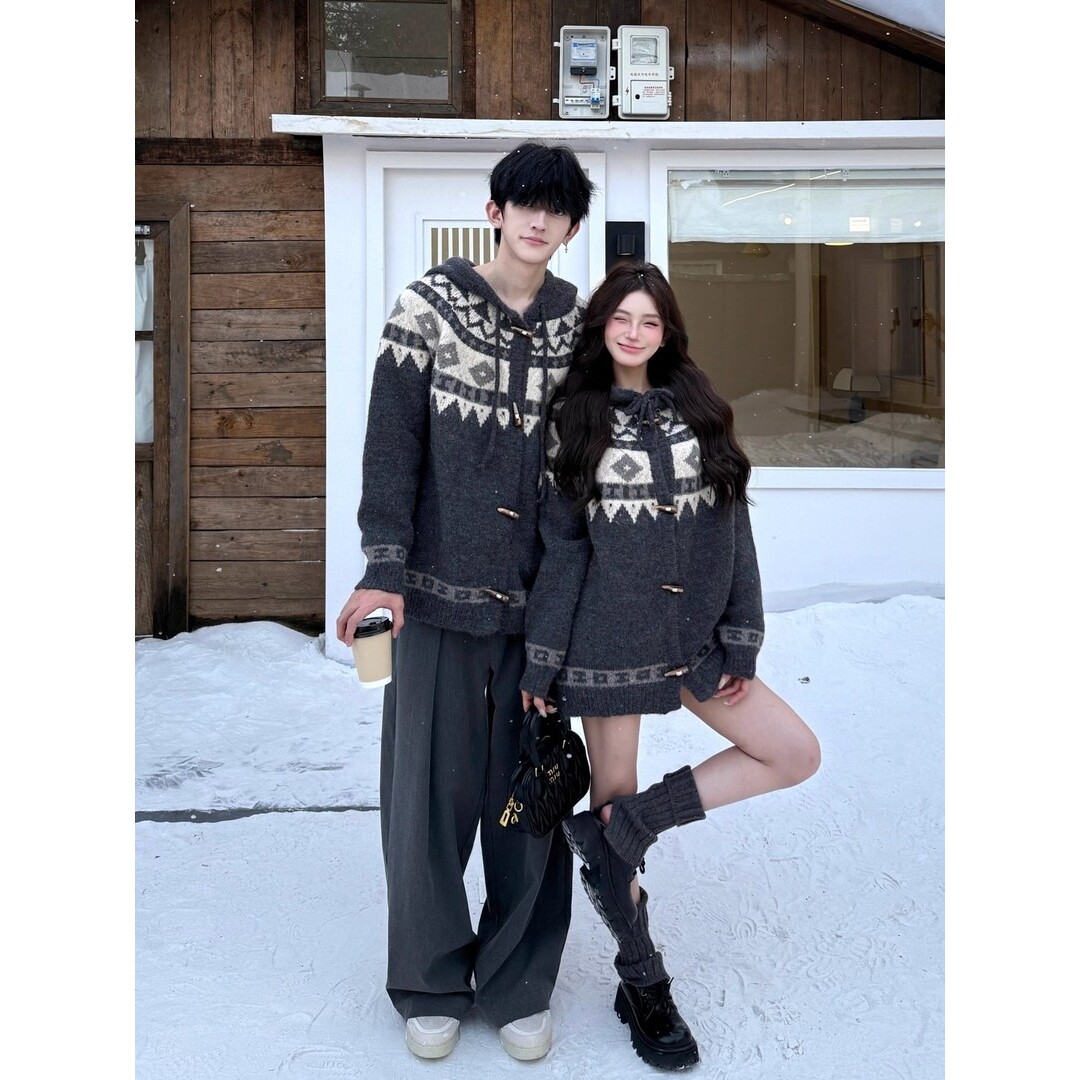 网图美式费尔岛连帽毛衣开衫外套男女秋冬季圣诞针织衫MK16-特P60,男装针织衫/毛衣,星座1007（原301D）