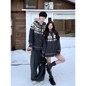 网图美式费尔岛连帽毛衣开衫外套男女秋冬季圣诞针织衫MK16-特P60图片