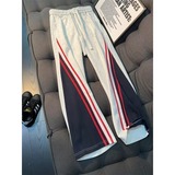 网图撞色拼接条纹弯刀卫裤男秋冬hiphop美式运动裤F81-特P46，男装休闲裤，星座1007（原301D）