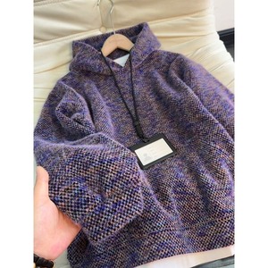 网图紫色美式毛绒针织卫衣男冬季连帽衫小香风外套YW249-特P65，女装短外套，星座1007（原301D）