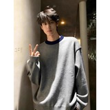 网图黑色圆领针织衫男款秋冬季拼接毛衣YM18-特P60，男装针织衫/毛衣，星座1007（原301D）